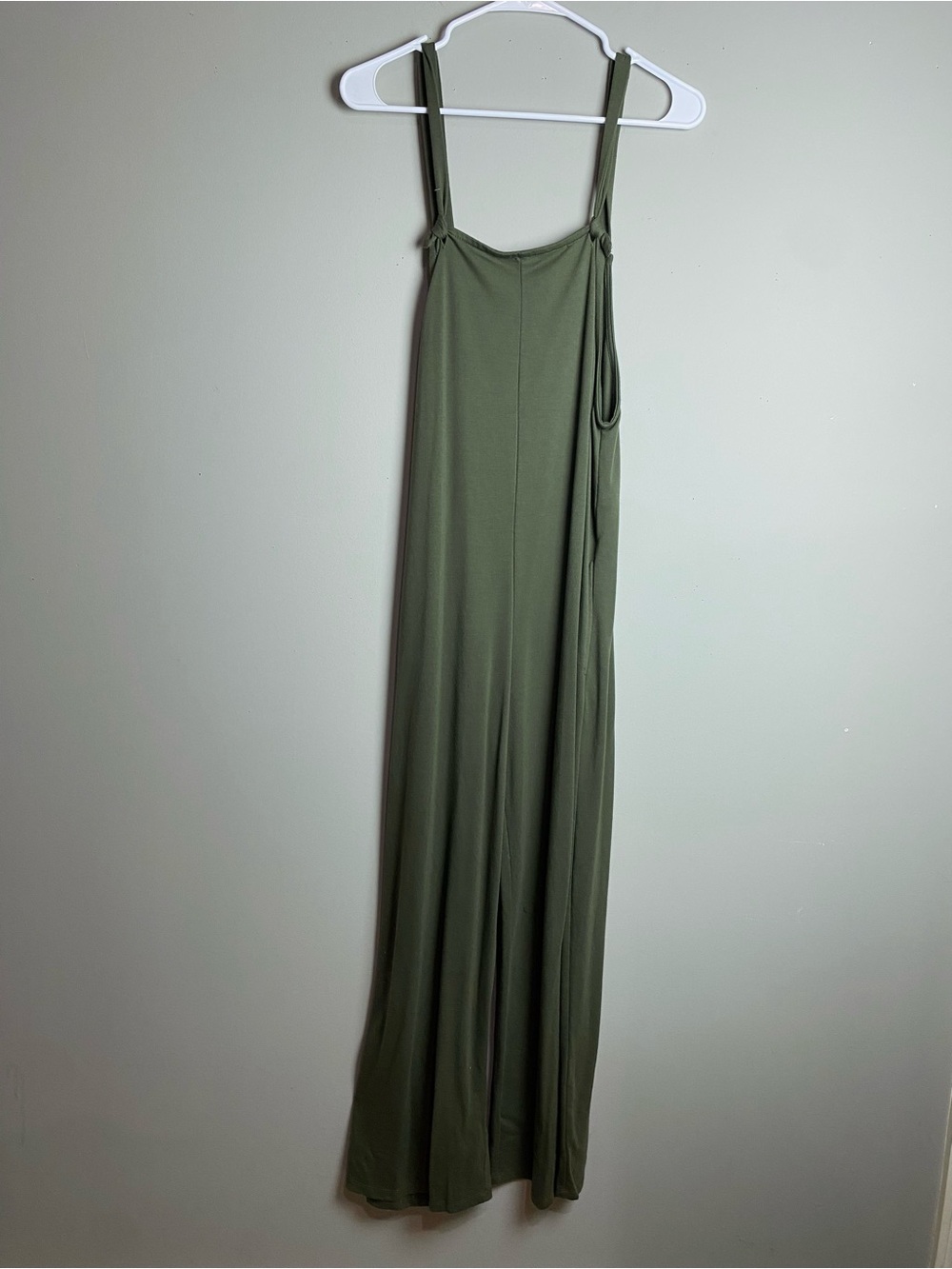 Olive Green Wide-Leg Jumpsuit with Adjustable Straps